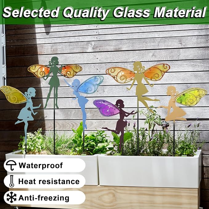 John's Studio Fairy Decorative Garden Stake - Outdoor Metal Pathway Decoration Dual Purpose Indoor Hanging Wall Decor for Garden Patio Yard Lawn Pathway Ornaments - 6PCS-Ruum Studio Home