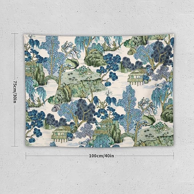 Asian Floral Wall Tapestry, 40"x30", Bedroom & Living Room Decor-Ruum Studio Home