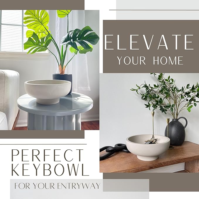 OAKOA Concrete Fruit Bowl for Kitchen Counter - Large Decorative Bowls for Home Decor - Modern Key Bowl for Entryway Table - Pedestal Bowl for Keys-Ruum Studio Home