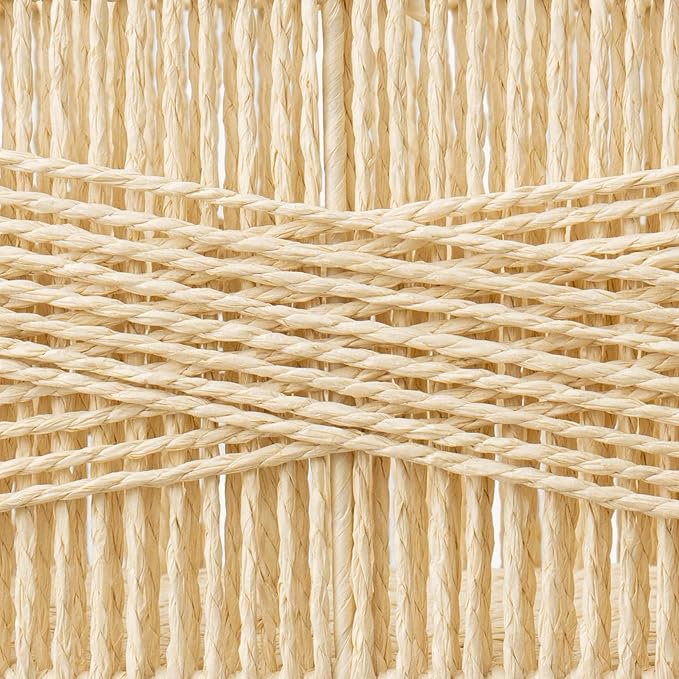 LA JOLIE MUSE Wicker Storage Baskets for Organizing, Recyclable Paper Rope Basket with Wood Handles, Decorative Hand Woven Basket Organizers for Makeup Books Shelves Living Room, Beige, Set of 2-Ruum Studio Home
