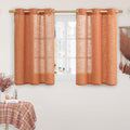 LAMIT Burnt Orange Linen Curtains 40 Inches Long for Windows, Bronze Grommet Semi Sheer Privacy Panels Light Filtering Boho Farmhouse Neutral Drapes for Bedroom/Living Room, 34 x 40 Inch, 2 Panels-Ruum Studio Home