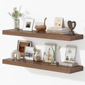 Dreamland 40 Inches Floating Shelves for Wall, 9.3" Deep Long Floating Shelves Set of 2, Large Display & Storage Shelf, Wall Shelf for Bathroom Bedroom Living Room Kitchen Office, Walnut-Ruum Studio Home