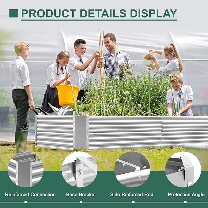 Land Guard 8×4×2 ft Galvanized Raised Garden Bed Kit, Galvanized Planter Raised Garden Boxes Outdoor, Large Metal Raised Garden Beds for Vegetables.-Ruum Studio Home