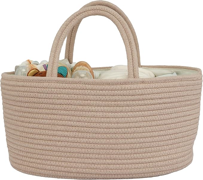 Diaper Caddy Organizer Cotton Rope Baby Basket Nursery Storage and Portable Tote Bag for Car Ideal Baby Shower Gifts and Registry Must-Have for Newborn Essentials Large konjak-Ruum Studio Home