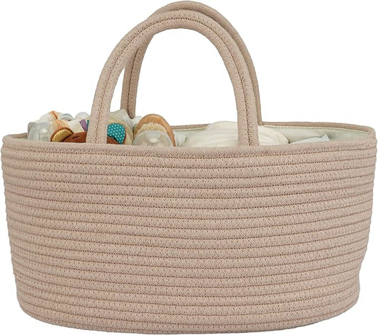 Diaper Caddy Organizer Cotton Rope Baby Basket Nursery Storage and Portable Tote Bag for Car Ideal Baby Shower Gifts and Registry Must-Have for Newborn Essentials Large konjak-Ruum Studio Home