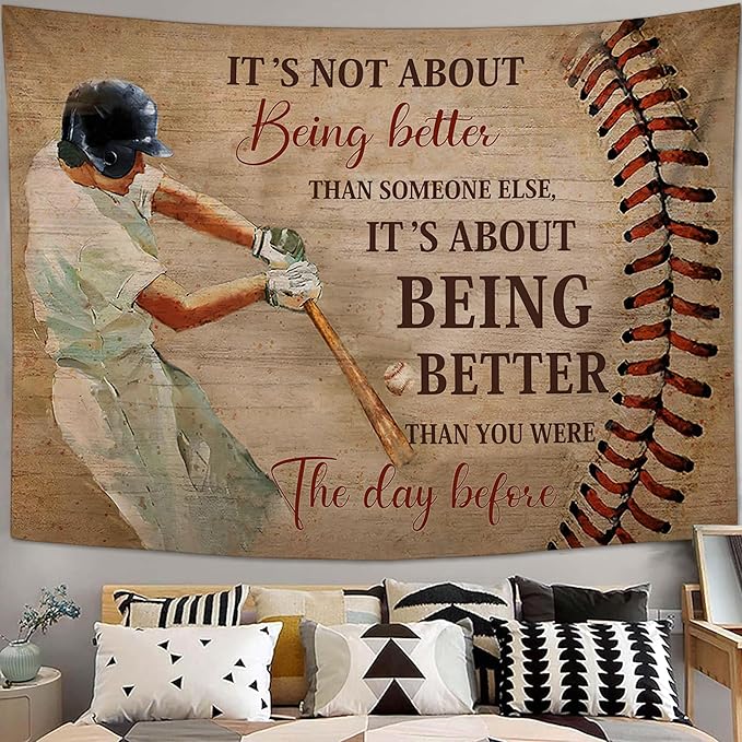 yowecso Baseball Tapestry Sport Theme Tapestry Wall Hanging for Bedroom Baseball Tapestries Aesthetic Wall Decor for Home Dorm Living Room 50"x60"-Ruum Studio Home