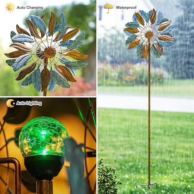 Solar Wind Spinners 87 Inch Extra Large Metal for Yard, Garden Decor Yard Art Windmills for Outdoor-Ruum Studio Home