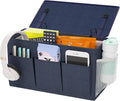 Dual-purpose Bedside Caddy Bedside Organizer, Bed Caddy with 6 Pockets, Versatile Bedside Storage Solution Magazine Remotes holder, ideal for Home, Dorm, Hospital, Crib Bed (Navy)-Ruum Studio Home