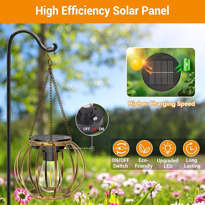 KOOPER Solar Lanterns Outdoor Waterproof, 4 Pack Upgraded Bronze Metal Hanging Solar Lights Outdoor Lanterns, Brighter Auto On/Off Outdoor Hanging Lantern for Yard Patio Pathway Porch Garden Decor-Ruum Studio Home