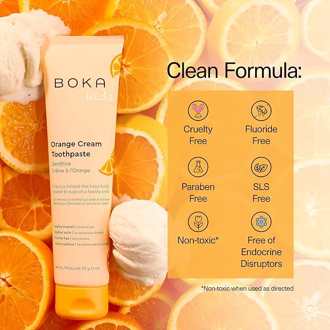 Boka Fluoride Free Toothpaste Nano Hydroxyapatite Toothpaste - Orange Cream Flavor, 4 oz 3Pk US Manufactured-Ruum Studio Home