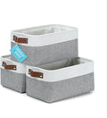 OrganiHaus Small Fabric Storage Bins for Shelves 3 Pack, 12x8in Closet Storage Bins for Shelves, Cloth Baskets for Organizing, Linen Closet Organizers, Fabric Basket, Shelf Organizer Bins Gray/White-Ruum Studio Home