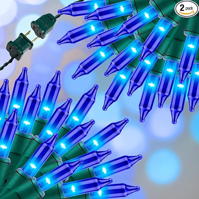 300LIGHTS(2*150L) Blue Extra-Bright with End Connectors Christmas Decorative Lights 19.44m UL Certified Mini String Light Set Waterproof for Home Garden Holiday Tree Party Patio Decor Wedding-Ruum Studio Home