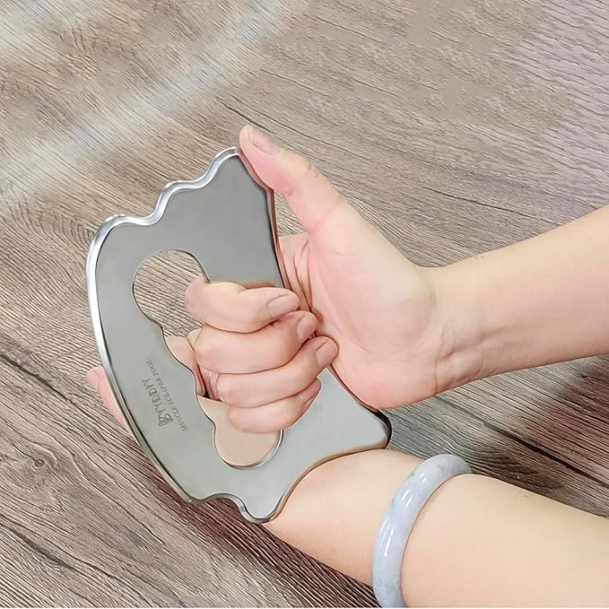 BYYDDIY Stainless Steel Massage Scraper Tool for Large Hands, Derma Edge Massage Tools,Gua Sha Scraping Tool for Physical Therapy,Muscle Scraper Tool (N)-Ruum Studio Home