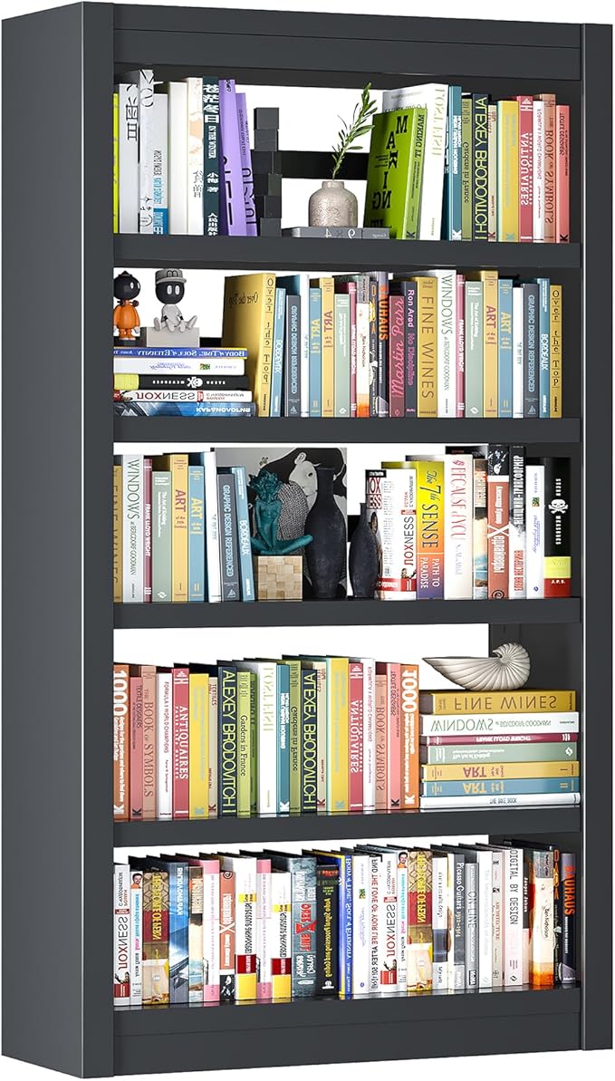 Bookshelf, 5-Tier Sturdy Bookcase, Adjustable Book Shelf, Large Capacity per Shelf, Modern Book Shelf for Living Room, Home Office, Garage, Perfect for Home Organization & Small Space Living-Ruum Studio Home