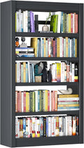 Bookshelf, 5-Tier Sturdy Bookcase, Adjustable Book Shelf, Large Capacity per Shelf, Modern Book Shelf for Living Room, Home Office, Garage, Perfect for Home Organization & Small Space Living-Ruum Studio Home