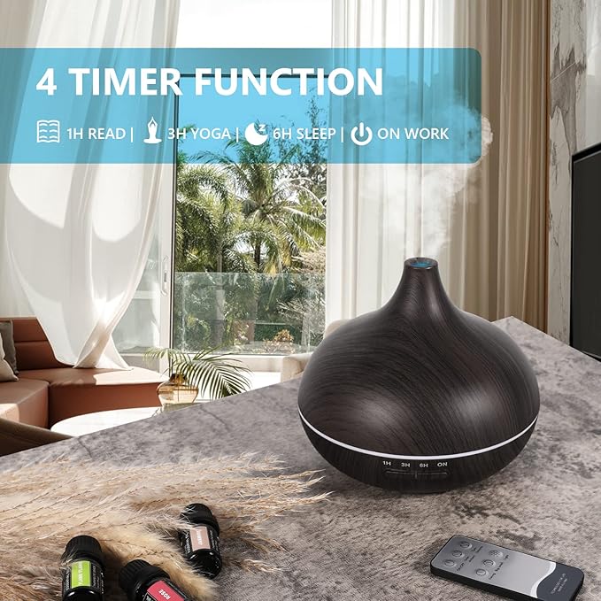 SACATR Aroma Diffiser with Essential Oils Set, 550 ML Essential Oil Diffuser with Remote, Ultrasonic Technology Aromatherapy Diffusers Auto Shut-Off for Office, Home-Ruum Studio Home