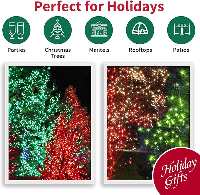 100 Count Red and Green - String Lights - 21.6FT LED Christmas Lights, Mini led Lights for Indoor Outdoor Home Holiday Party Wedding Independence Day Decoration-Ruum Studio Home