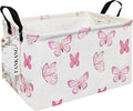 FANKANG Storage Bins, Nursery Hamper Canvas Laundry Basket Foldable with Waterproof PE Coating Large Storage Baskets for Kids Boys and Girls, Office, Bedroom, Clothes,Toys(Rec-pink butterfly-Ruum Studio Home