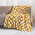 LOMAO Throw Blankets Flannel Blanket with Checkerboard Grid Pattern Soft Throw Blanket for Couch, Bed, Sofa Luxurious Warm and Cozy for All Seasons (Yellow, 60"x80")-Ruum Studio Home