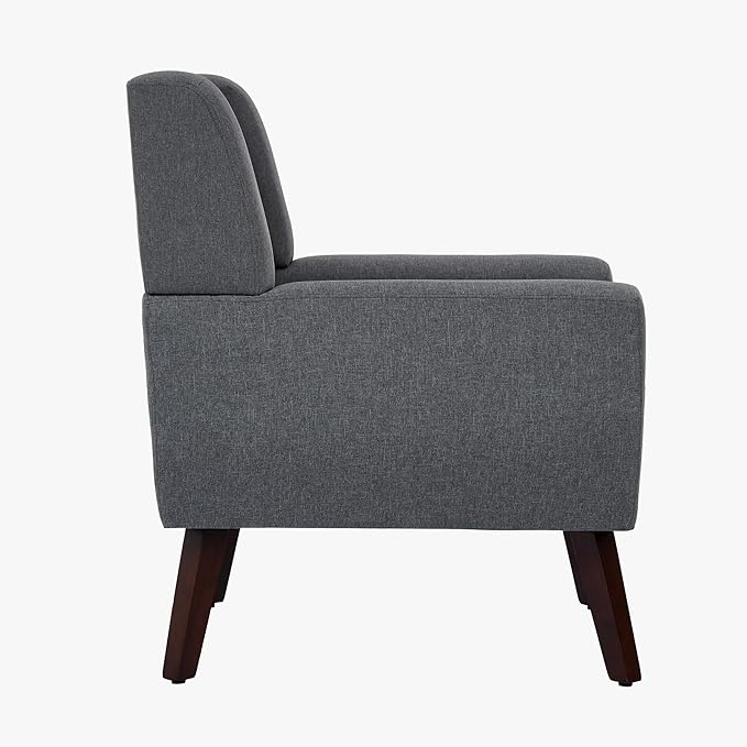 UIXE Accent Chair, Fabric Upholstered Armchair for Living Room, Comfy Arm Chair Single Sofa Bedroom Side Reading Seat - Flax Gray-Ruum Studio Home