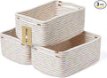 Small Storage Baskets for Organizing | Closet Organizer Bins | Shelf Toy Basket | Woven Rope Baskets | Cube Decorative Box | Shallow Basket | 13x8.5x5.1” | 3 Packs Rainbow-Ruum Studio Home