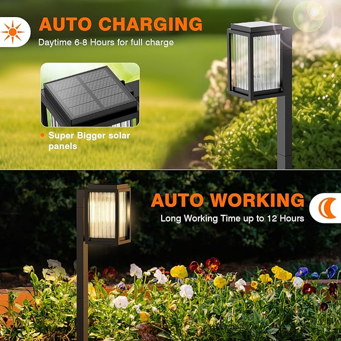 Solar Lights Outdoor Pathway 6 Pack, Solar Pathway Lights Outdoor 24" Tall Bright Auto On/Off Waterproof Garden Landscape Lighting for Path, Yard, Walkway, Driveway, Outside Decor Father's Day-Ruum Studio Home