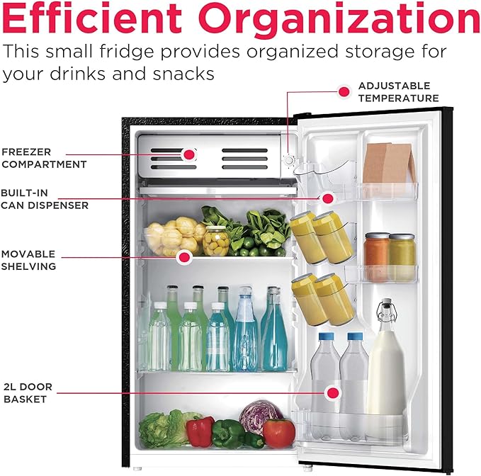Frigidaire EFR331 Single Door Compact Refrigerator - Adjustable Thermostat Control - Reversible Doors - Front Blackboard, Write and Erase - Ideal for Dorm, Office, RV, Room - Black, 3.2 Cubic Feet-Ruum Studio Home