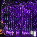 JMEXSUSS 300LED Purple Halloween Lights with Remote, Curtain Hanging Light Plug in, 8 Modes Purple String Lights for Bedroom Window Wall Party Backdrop Christmas Halloween Decorations-Ruum Studio Home
