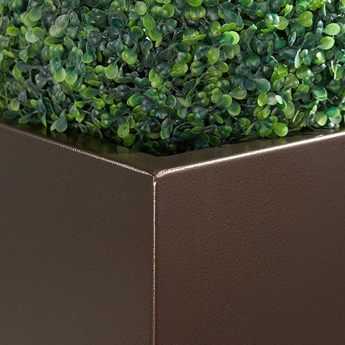 Metallic Heavy Tall Outdoor/Indoor Planter Box 14Lx14Wx30H Inches, Rectangular Tall Planter, Large Flowerpot, ‎25 Pounds, Espresso, No Assembly Required 1 Pack-Ruum Studio Home