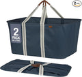 CleverMade Collapsible Laundry Tote - LUXE Navy Noir Cream 2Pack 50L - Foldable Storage Organization Container Clothes Laundry Room Storage Solution-Ruum Studio Home