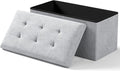 Storage Ottoman Bench, Folding Ottoman Foot Rest, 15 x 30 x 15 Inches, End of Bed Bench, Storage Chest, for Living Room, Bedroom, Hallway, Entryway, Light Gray-Ruum Studio Home