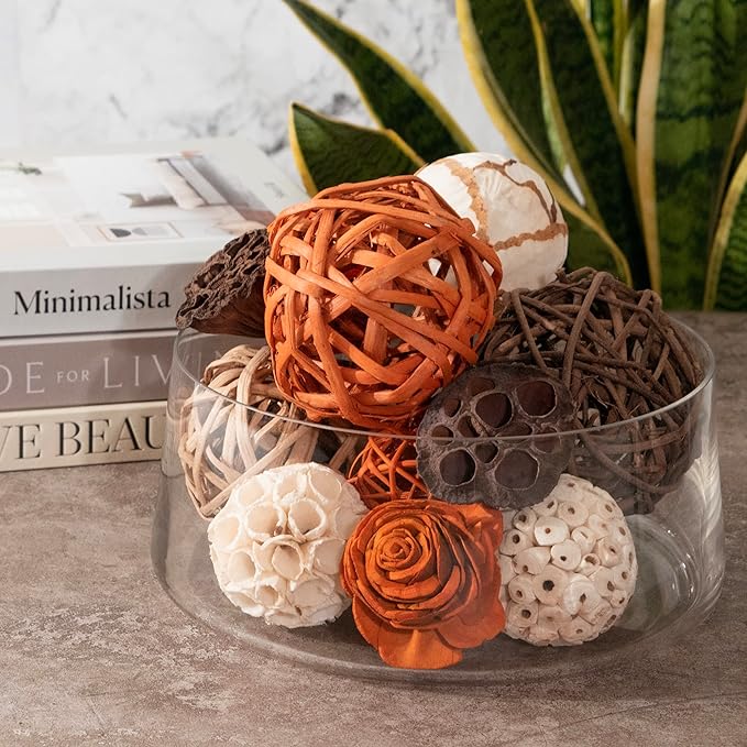 ANDALUCA Large Decorative Vase Filler Bag with Orbs, Balls (Sunset Orange)-Ruum Studio Home