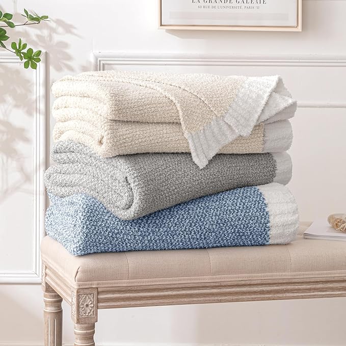 MIULEE Light Grey Super Soft Throw Blanket for Couch, Cozy Fluffy Warm Throws Knit Blankets for Sofa, Bed, Chair, Living Room, Camping, Picnic, 50 x 60 inch-Ruum Studio Home