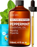 Gya Labs Peppermint Essential Oil for Diffuser & Hair - Huge 4 Fl Oz - 100% Pure Natural Peppermint Oil for Skin, Face, Body, Self-Care, Aromatherapy & Candle Making Scent-Ruum Studio Home