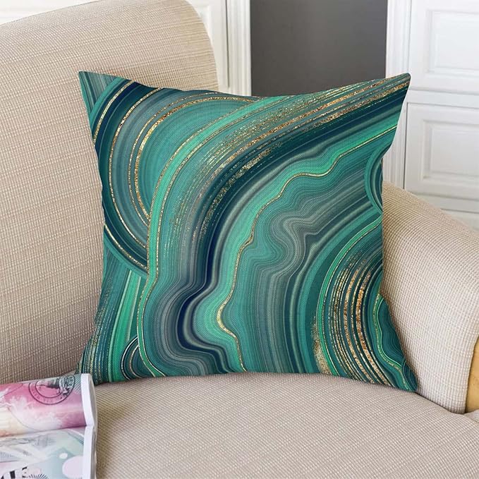 TSSOHU Throw Pillow Cover 18x18 Inch Luxury Green Marble Home Decor Pillowcas Square Cushion Cover for Sofa Bed Couch-Ruum Studio Home