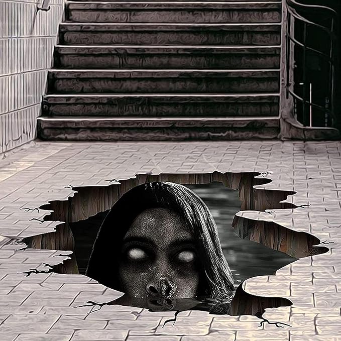 3D Halloween Floor Decals Scary Halloween Zombie Stickers for Living Room, Spooky Blind Women Scratching Floor Stickers Vinyl Removable Decals Art Decorations Party Supplies for Bar Pub-Ruum Studio Home