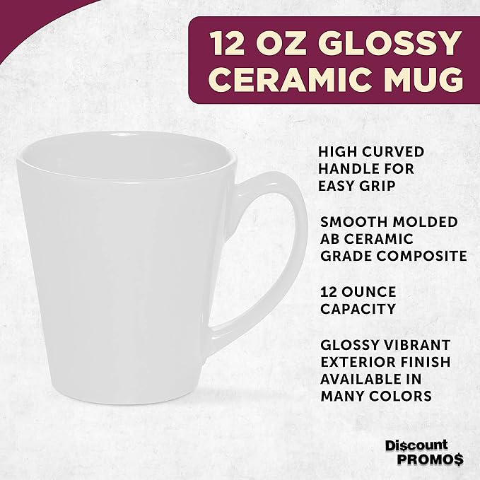 DISCOUNT PROMOS Glossy Ceramic Latte Coffee Mug 12 oz. Set of 10, Bulk Pack - Perfect for Tea, Espresso, Cappuccino, Hot Cocoa - White-Ruum Studio Home