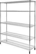 Seville Classics UltraDurable Heavy Duty NSF Solid Steel Wire Rack Storage Unit Organizer for Garage, Warehouse, Office, Restaurant, Classroom, Kitchen, 5-Tier Shelving, 60" W x 18" D-Ruum Studio Home