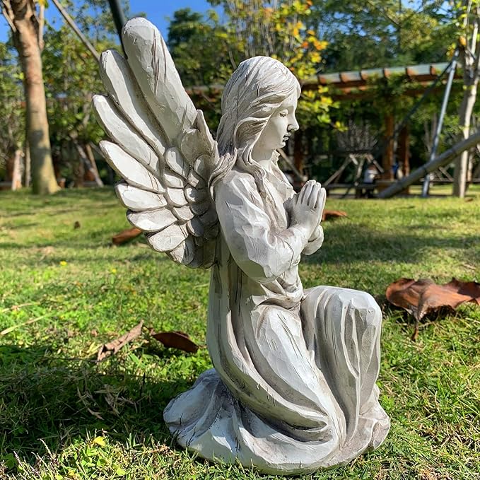 Praying Angel Garden Statue, Religious Fairy Sculpture Waterproof Decorative Figurine Art Decor for Patio, Lawn, Yard, Housewarming Ornament Present Angels HSa-1-Ruum Studio Home