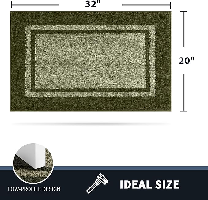 PURRUGS Dirt Trapping Door Mat 20" x 32", Non-Slip/Skid Machine Washable Entryway Rug, Shoes Scraper, Area Rug, Super Absorbent Welcome Mat for Muddy Wet Shoes and Paws, Budding Green & Sage Green-Ruum Studio Home