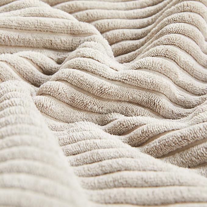 Fancy Homi 2 Packs Neutral Taupe Lumbar Decorative Throw Pillow Covers 12x24 Inch for Living Room Couch Bed Sofa, Farmhouse Home Decor, Soft Striped Corduroy Rectangle Accent Cushion Case 30x60 cm-Ruum Studio Home