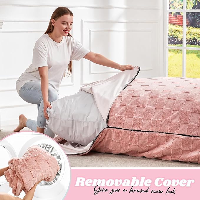 Hobestluk 3 in 1 Bean Bag Chair Giant Bean Bag Chairs for Adults with Plaid Cover Convertible Bean Bag Floor Cushion with Machine Washable Cover for Living Room (Plaid Pink)-Ruum Studio Home