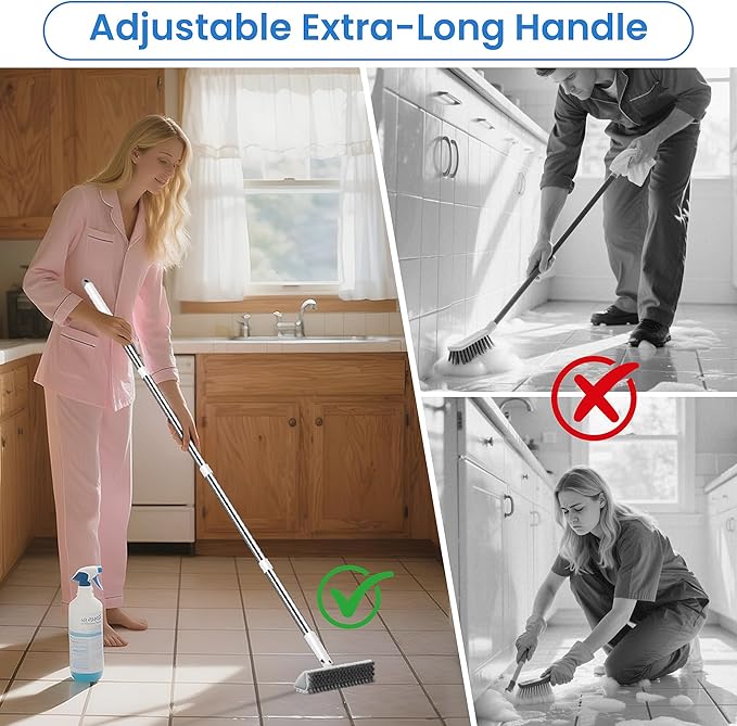 Floor Scrub Brush and Grout Brush with Long Handle–Deck Brushes for Scrubbing Heavy Duty, Stiff Bristles for Outdoor, Patio, Shower, Garage, Tile and Concrete Floor Cleaning 55 inches-Ruum Studio Home