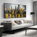 New York City Wall Art for Living Room - Hand Painted Canvas Wall Art for Office - Big Picture Frames for Wall Size 29" x 59"-Ruum Studio Home