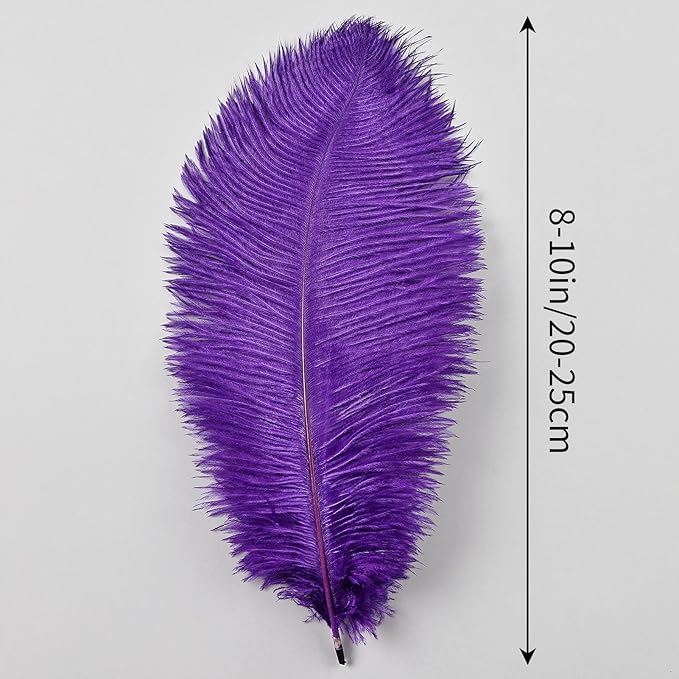 THARAHT Purple Ostrich Feathers 24pcs Natural Bulk 8-10Inch 20cm-25cm for Crafts Wedding Party Centerpieces Halloween and Home Decoration Feather-Ruum Studio Home