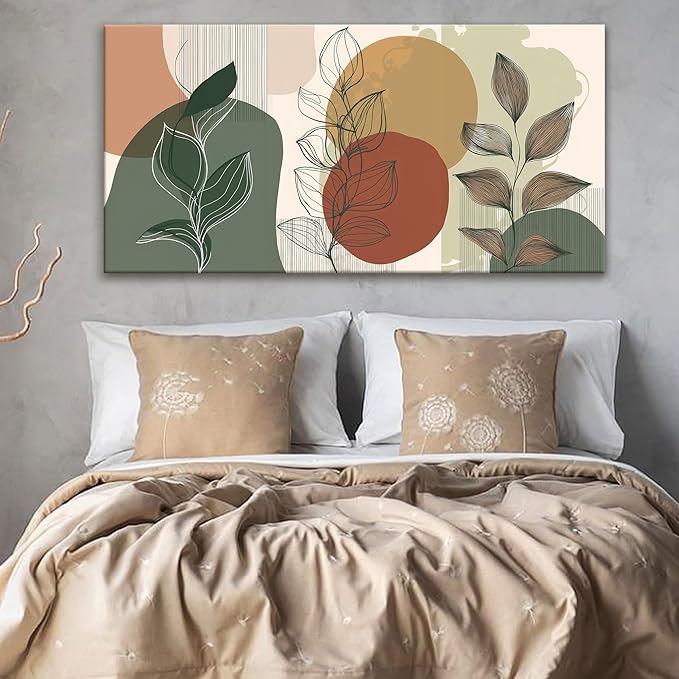Tsomzxng Canvas Art Wall Decor Abstract Boho Wall Art For Living Room Modern Century Canvas Prints Paintings Pictures Green Botanical Bohemain Wall Art For Hotel Home Wall Artwork 24x48 Inch-Ruum Studio Home