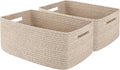 OIAHOMY Storage Basket for Shelves, Closet Cube Storage Bins Baskets for Clothes Blanket Towels, Baby Nursery, Toy Box, Woven Rope Basket, 15.75*11.81*7.09 IN, 2 Packs Brown-Ruum Studio Home