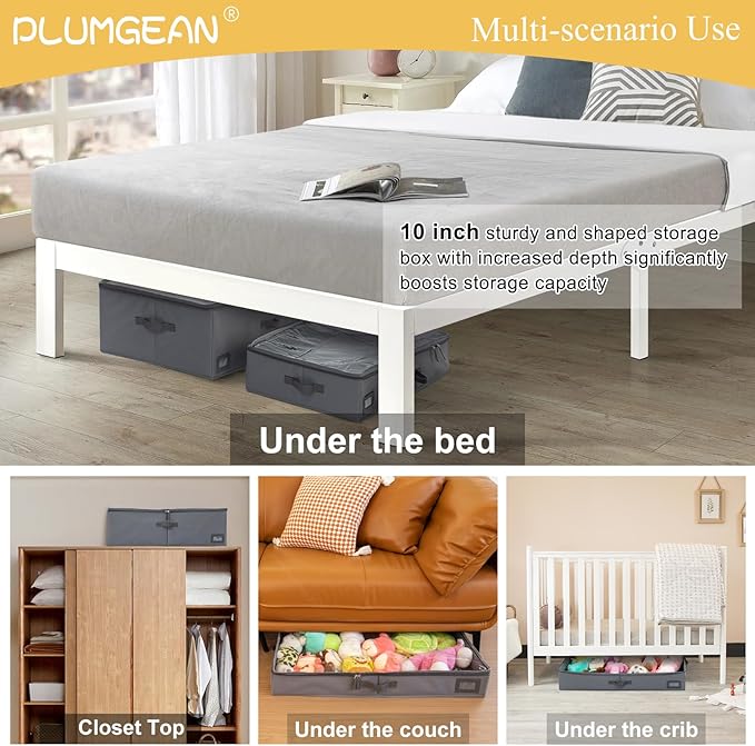 10-Inch Under Bed Organizer, Large Under Bed Storage Container, Underbed Storage Box for Seasonal Clothing, Sweaters, Shoes, Blankets, Wrapping Paper, Sheets & Toys, Yarn 33" L×17" W×10" H-Ruum Studio Home