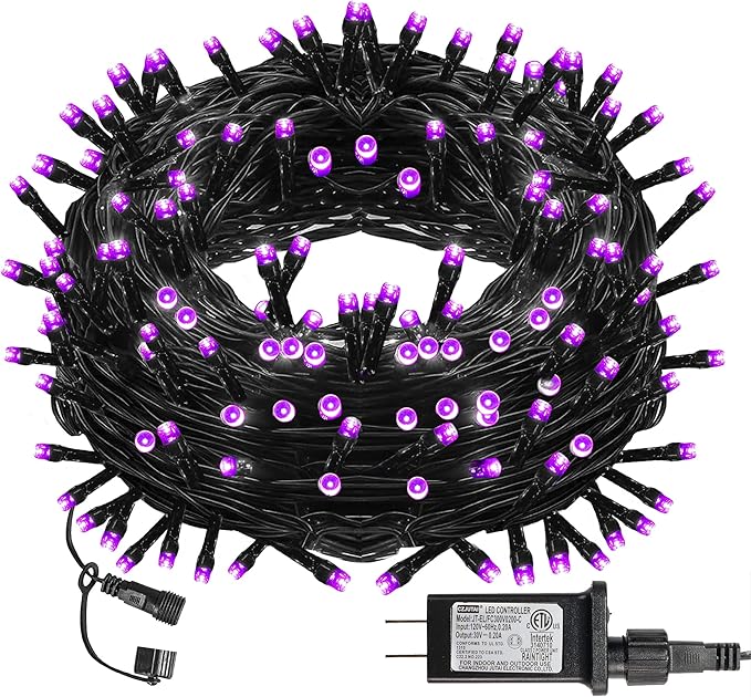 DAZZLE BRIGHT Halloween 300 LED String Lights, 100FT Connectable String Lights with 8 Lighting Modes, Halloween Decorations for Party Carnival Supplies, Indoor Outdoor Yard Garden Decor (Purple)-Ruum Studio Home