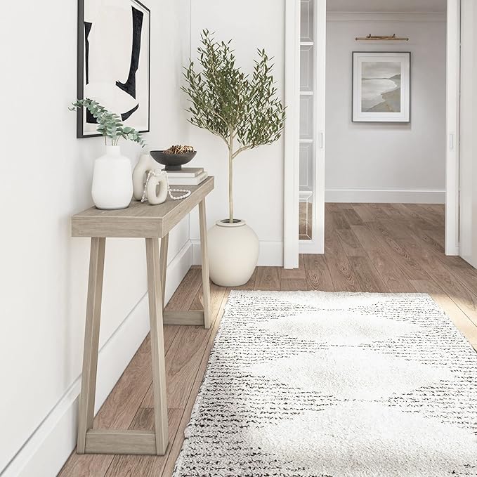 Plank+Beam Solid Wood Console Table, 46.25 Inch, Sofa Table, Narrow Entryway Table for Hallway, Behind The Couch, Living Room, Foyer, Easy Assembly, Seashell-Ruum Studio Home